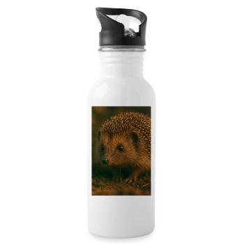 Tiere - Igel - Trinkflasche mit integriertem Trinkhalm - Weiß - Rechts