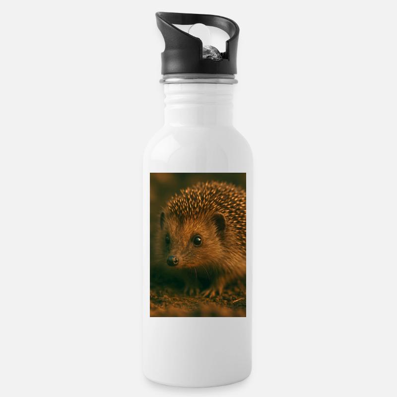 Animaux - Hérisson - Gourde avec paille intégrée - blanc