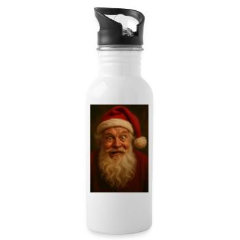 Merry Christmas - Crazy Santa Claus - Water bottle with straw - white - Right