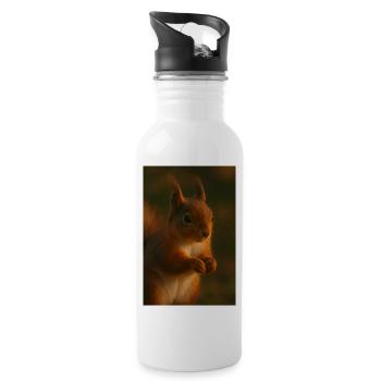 Tiere - Eichhörnchen - Trinkflasche mit integriertem Trinkhalm - Weiß - Rechts