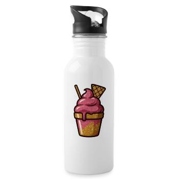 Pink Glitzer Eiscreme Becher - Water bottle with straw - white - Right