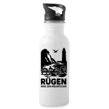 Insel Rügen Kreidefelsen - Trinkflasche mit integriertem Trinkhalm - Weiß - Rechts