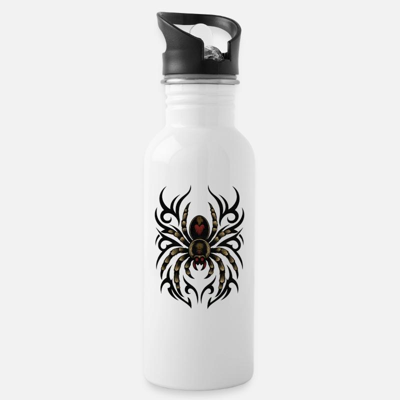 Fancy Tribal-Spider  - Trinkflasche mit integriertem Trinkhalm - Weiß