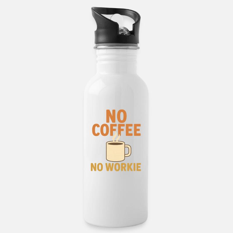 Pas de café, pas de t-shirt Workie - Gourde avec paille intégrée - blanc