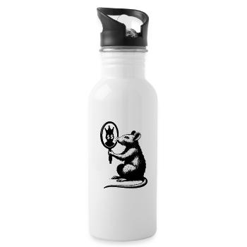 Rat in front of mirror - Water bottle with straw - white - Right