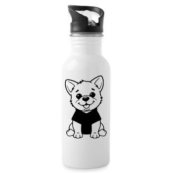 Hund T-shirt Hundebaby Hundewelpe Kinder Geschenk  - Trinkflasche mit integriertem Trinkhalm - Weiß - Rechts