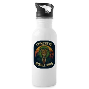 Concrete Jungle King - Punk Löwe im Anzug Retro - Trinkflasche mit integriertem Trinkhalm - Weiß - Rechts