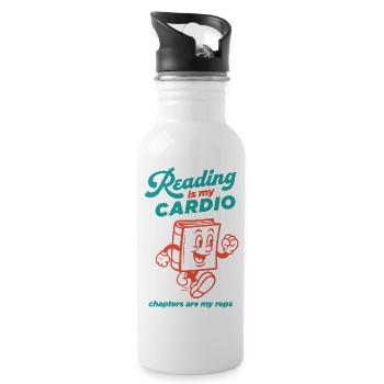 Reading is my Cardio - Water bottle with straw - white - Right