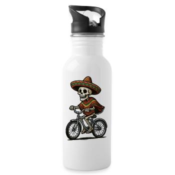 Squelette à vélo en sombrero - Gourde avec paille intégrée - blanc - Droite