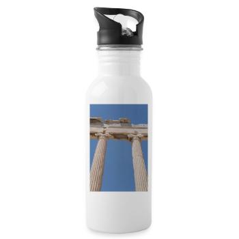Antike Säulen unter blauem Himmel, Akropolis  - Trinkflasche mit integriertem Trinkhalm - Weiß - Rechts