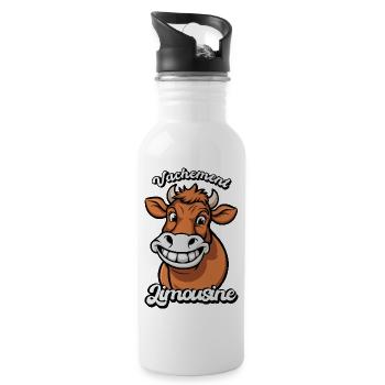 Vachement Limousine Humor Ländliches Landwirtschaftsgeschenk - Trinkflasche mit integriertem Trinkhalm - Weiß - Rechts