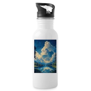 Illustration of a natural landscape - Water bottle with straw - white - Right
