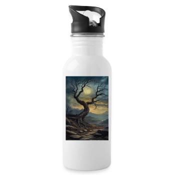 Dark fantasy illustration - Water bottle with straw - white - Right