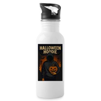 Halloween Hoodie with Pumpkin - Water bottle with straw - white - Right
