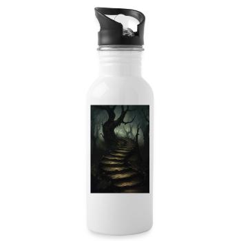 Dark fantasy horror illustration - Water bottle with straw - white - Right