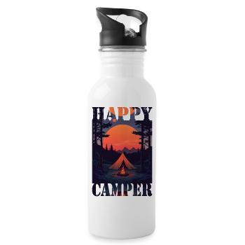 Campeur heureux - Gourde avec paille intégrée - blanc - Droite
