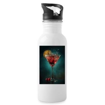 Crimson Cherry Martini Splash - Water bottle with straw - white - Right