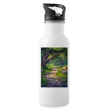 Illustration of a Forest Landscape - Water bottle with straw - white - Right
