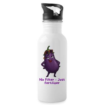 Aubergine Diva Sonnenbrille Karikatur Motiv  - Trinkflasche mit integriertem Trinkhalm - Weiß - Rechts