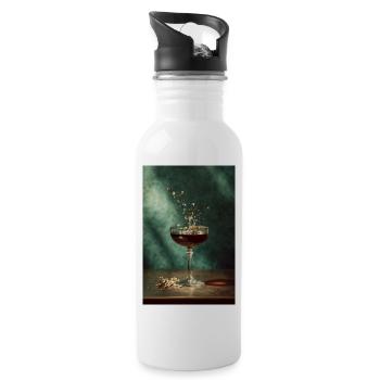 Smaragd Splash Cocktail Vintage Kunst - Trinkflasche mit integriertem Trinkhalm - Weiß - Rechts