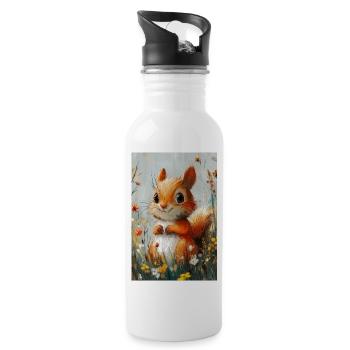 Illustration of a squirrel - Water bottle with straw - white - Right