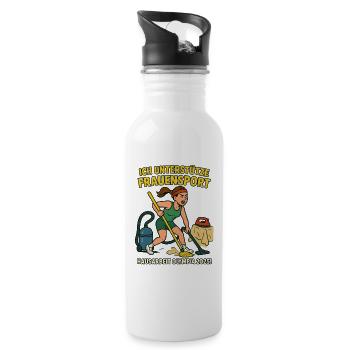 I support women's sports, housework - Water bottle with straw - white - Right