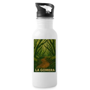 Nebelwald Gomera - Trinkflasche mit integriertem Trinkhalm - Weiß - Rechts