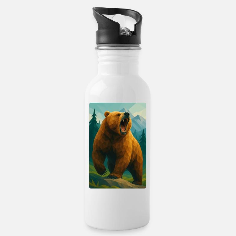 Polynature Grizzly - Trinkflasche mit integriertem Trinkhalm - Weiß