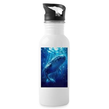 Illustration eines Wals - Trinkflasche mit integriertem Trinkhalm - Weiß - Rechts