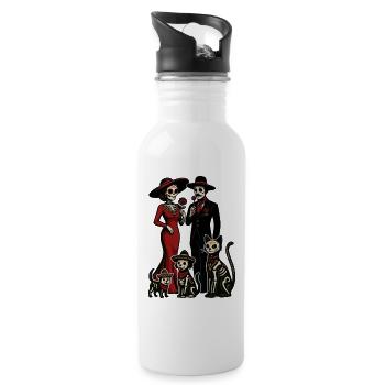 Dia de Muertos Family Scene - Water bottle with straw - white - Right