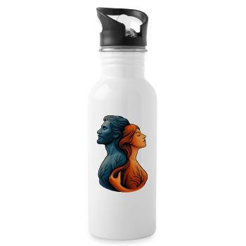 Couple of water and fire turned over with tree roots - Water bottle with straw - white - Right
