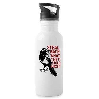 Magpie with Key Slogan - Water bottle with straw - white - Right