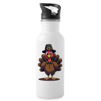 Thanksgiving Lustiger Thanksgiving Truthahn - Trinkflasche mit integriertem Trinkhalm - Weiß - Rechts