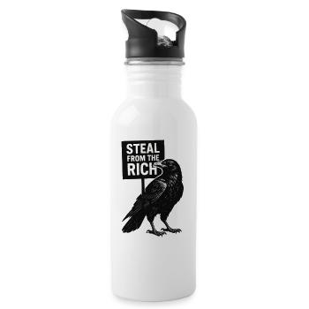 Corbeau avec affiche Steal from the Rich - Gourde avec paille intégrée - blanc - Droite