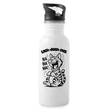 Funny Cat Christmas Gift Laugh - Water bottle with straw - white - Right