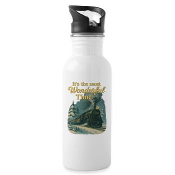 Retro Weihnachten Polar Express - Trinkflasche mit integriertem Trinkhalm - Weiß - Rechts