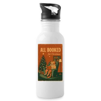 All Booked for Christmas, Love Cats - Water bottle with straw - white - Right