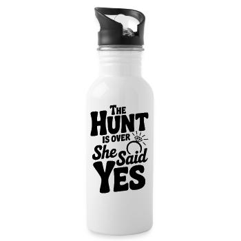 The Hunt is Over She Said Yes - Water bottle with straw - white - Right