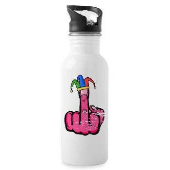 Mittelfinger Stingerfinger Karneval - Trinkflasche mit integriertem Trinkhalm - Weiß - Rechts