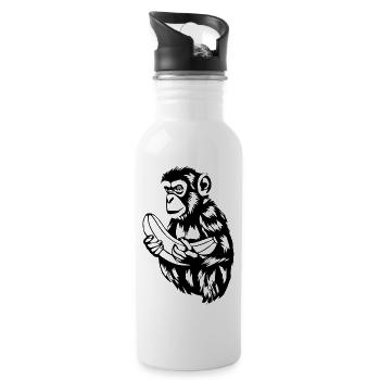 Monkey with Banana T-shirt Gift - Water bottle with straw - white - Right