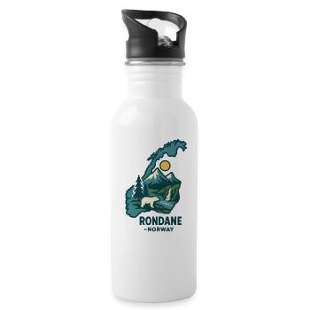 Rondane Fjäll björn och sol - Trinkflasche mit integriertem Trinkhalm - Weiß - Rechts