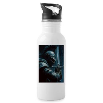 Dark Knight with Silver Sword - Water bottle with straw - white - Right