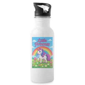 Little Rainbow Unicorn - Water bottle with straw - white - Right