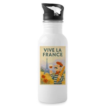 Lang lebe Frankreich Vintage Baguette - Trinkflasche mit integriertem Trinkhalm - Weiß - Rechts