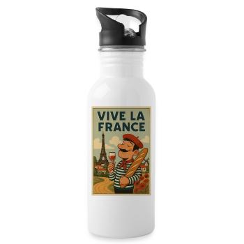 Vive La France Vintage  - Gourde avec paille intégrée - blanc - Droite