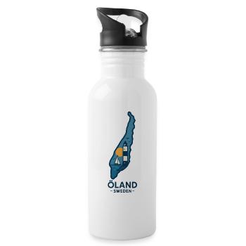 Öland Lighthouse and Sunset - Water bottle with straw - white - Right