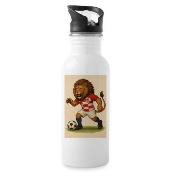 Löwe im Kroatien Fußballjersey - Trinkflasche mit integriertem Trinkhalm - Weiß - Rechts