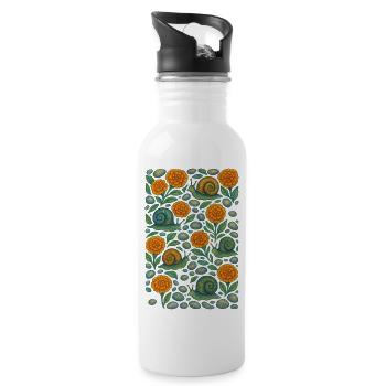 Snail Garden Orange Bloom - Water bottle with straw - white - Right
