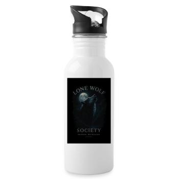 Lone Wolf Society - Trinkflasche mit integriertem Trinkhalm - Weiß - Rechts