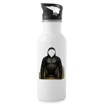 Shadow Gorilla Kapuzenpullover Design - Trinkflasche mit integriertem Trinkhalm - Weiß - Rechts